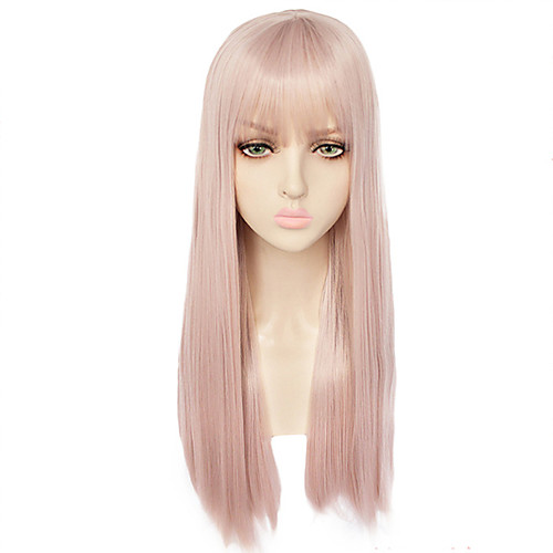 

Shakugan no Shana Unicorn Pony Cosplay Wigs Women's Straight bangs 26 inch Heat Resistant Fiber kinky Straight Pink Pink Anime