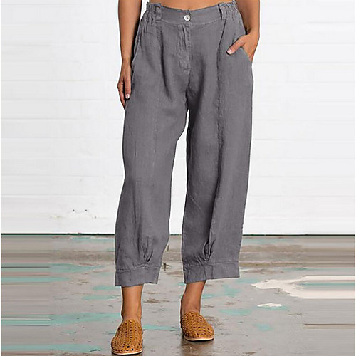 

Women's Basic Wide Leg Pants - Solid Colored Army Green Fuchsia Khaki M L XL