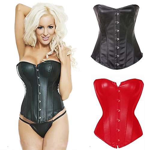 

Women's Plus Size Hook & Eye Overbust Corset / Corset Set - Classic, Basic Red Black S M L