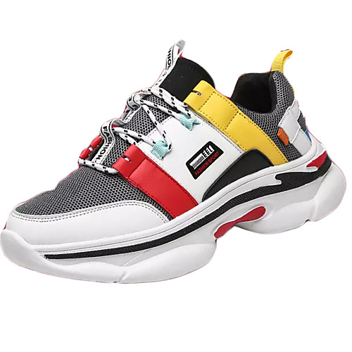 

Men's Mesh / PU Spring & Summer Sporty Trainers / Athletic Shoes Running Shoes Non-slipping Color Block Black / Red / Orange / Gray
