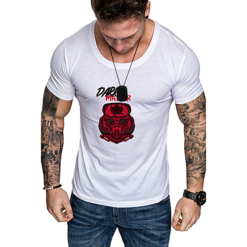 

Men's Daily Sports Business / Basic T-shirt - Solid Colored / Letter Black & White, Print Yellow