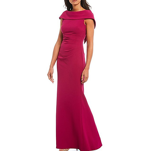

Sheath / Column Bateau Neck Floor Length Polyester Sleeveless Sexy Mother of the Bride Dress with Ruching Mother's Day 2020