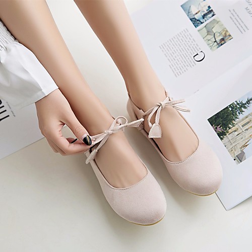 

Women's Flats Flat Heel Round Toe PU Summer Black / Beige / Light Pink
