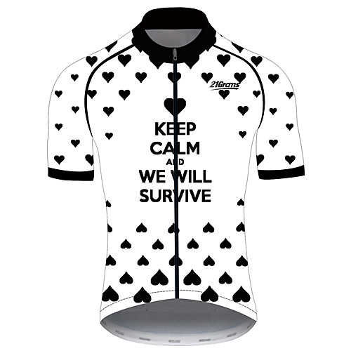 

21Grams Men's Short Sleeve Cycling Jersey 100% Polyester Black / White Heart Bike Jersey Top Mountain Bike MTB Road Bike Cycling UV Resistant Breathable Quick Dry Sports Clothing Apparel / Stretchy