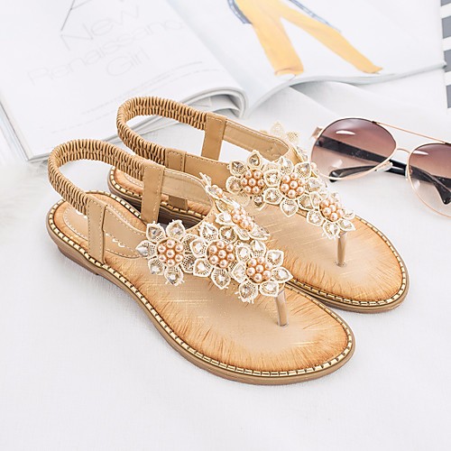 

Women's Sandals Flat Heel Open Toe PU Summer Almond / Red / Pink