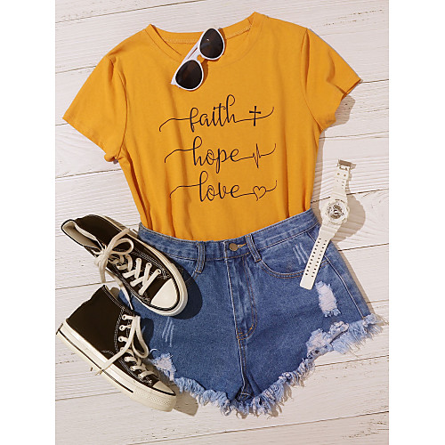 

Women's Daily T-shirt - Letter Yellow