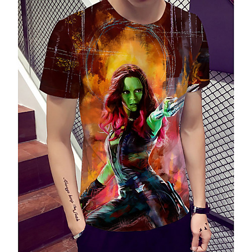 

Men's Plus Size 3D T-shirt Daily Round Neck Brown / Short Sleeve