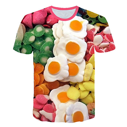 

Men's Daily Sports Basic / Exaggerated T-shirt - 3D / Fruit / Beer Print Rainbow