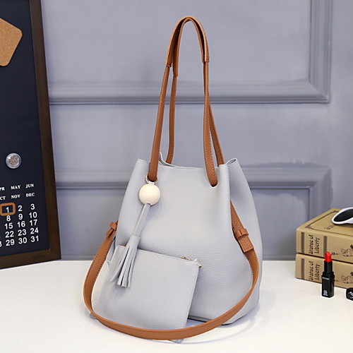 

Women's Zipper PU Crossbody Bag Solid Color Black / Gray