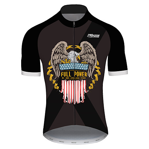 

21Grams Men's Short Sleeve Cycling Jersey Black / Red Animal American / USA Eagle Bike Jersey Top Mountain Bike MTB Road Bike Cycling UV Resistant Breathable Quick Dry Sports Clothing Apparel