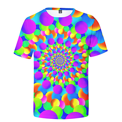 

Men's Daily Holiday Street chic / Exaggerated T-shirt - 3D / Tie Dye / Animal Wolf, Print Rainbow