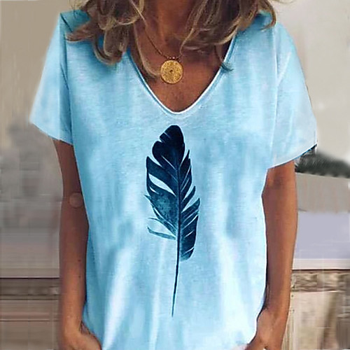 

Women's Daily T-shirt - Geometric / Solid Colored White