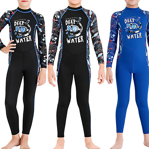 

Dive&Sail Boys' Girls' Rash Guard Dive Skin Suit Elastane Diving Suit Bodysuit UV Sun Protection Breathable Long Sleeve Back Zip - Swimming Diving Water Sports 3D Print Autumn / Fall Spring Summer