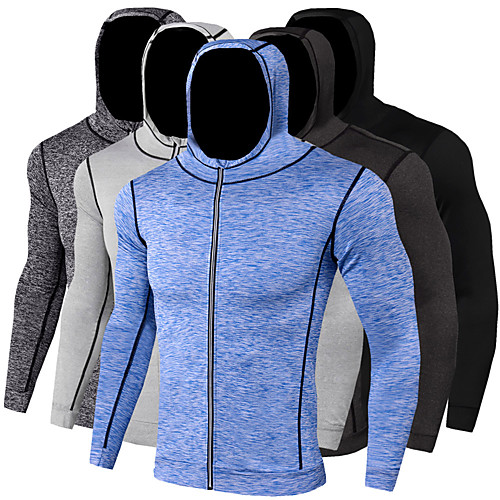 

Men's Full Zip Track Jacket Hoodie Jacket Running Jacket Winter Hooded Running Active Training Jogging Thermal / Warm Breathable Moisture Wicking Sportswear Jacket Top Long Sleeve Activewear Stretchy