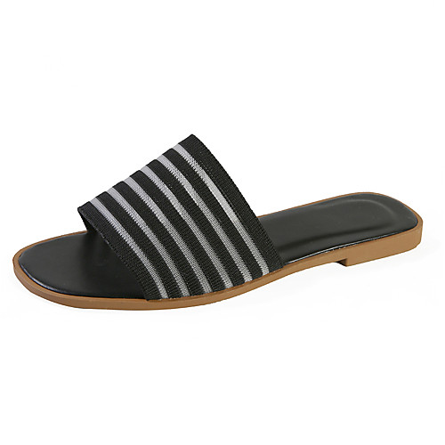 

Women's Flats 2020 Flat Heel Open Toe Tissage Volant Casual / Sweet Spring & Fall / Spring & Summer Gold / Black / Beige / Striped