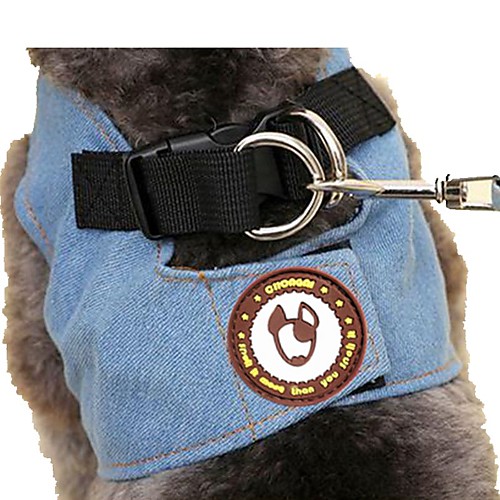 

Dog Harness Safety Solid Colored Denim Stripe Pink Blue