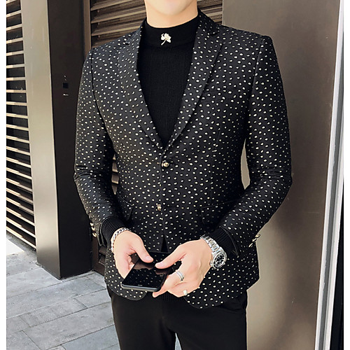 

Men's Blazer Notch Lapel Polyester Black