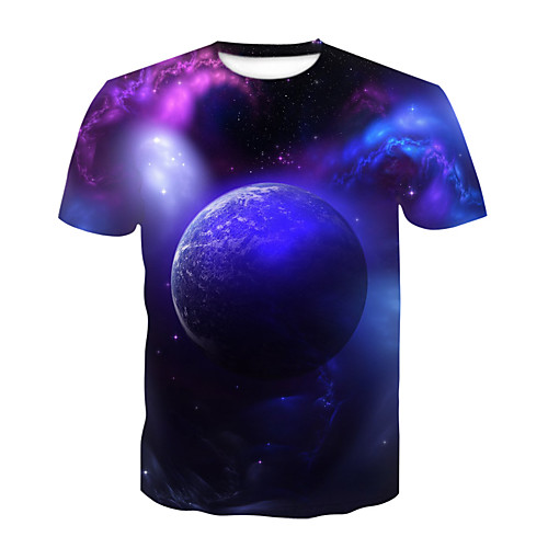 

Men's Daily Sports Basic T-shirt - Galaxy / Color Block / 3D Print Rainbow