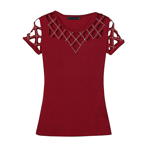 

Women's Solid Colored Cut Out T-shirt Daily Wine / Black / Blue / Gray