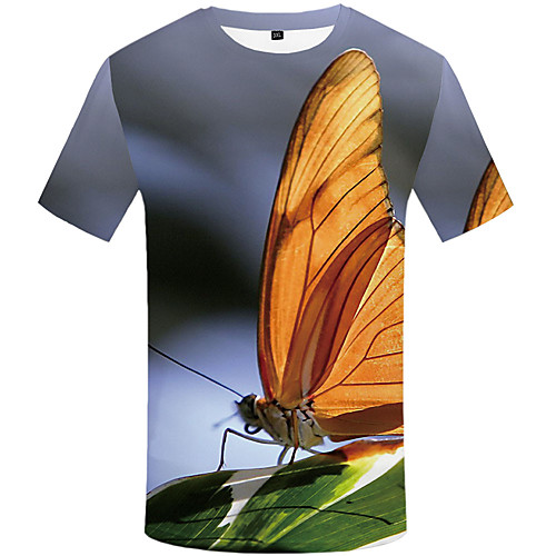 

Men's Daily Sports Basic / Street chic T-shirt - 3D / Graphic / Scenery Print Gray