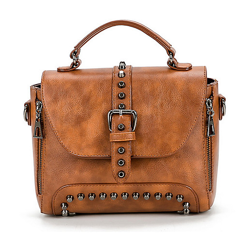 

Women's Rivet PU Top Handle Bag Solid Color Wine / Green / Dark Gray