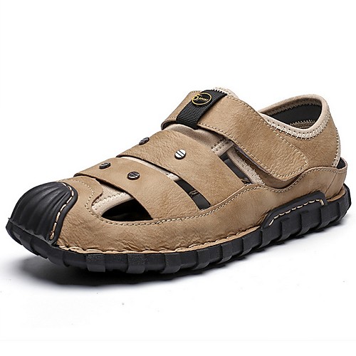 

Men's Cowhide Summer Sandals Non-slipping Khaki / White / Brown