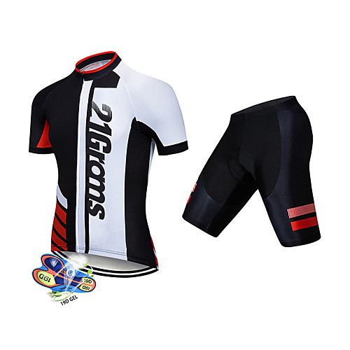 

21Grams Men's Short Sleeve Cycling Jersey with Shorts Black / White Patchwork Geometic Bike Clothing Suit UV Resistant Breathable 3D Pad Quick Dry Sweat-wicking Sports Patchwork Mountain Bike MTB