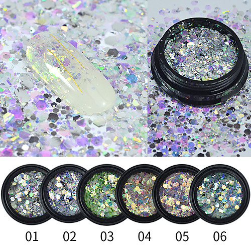 

6 pcs Multi-Design / Slim design Plastics Nail Jewelry Sequins For Finger Nail Fantacy Galaxy Starry Sky nail art Manicure Pedicure Daily Fashion / Colorful