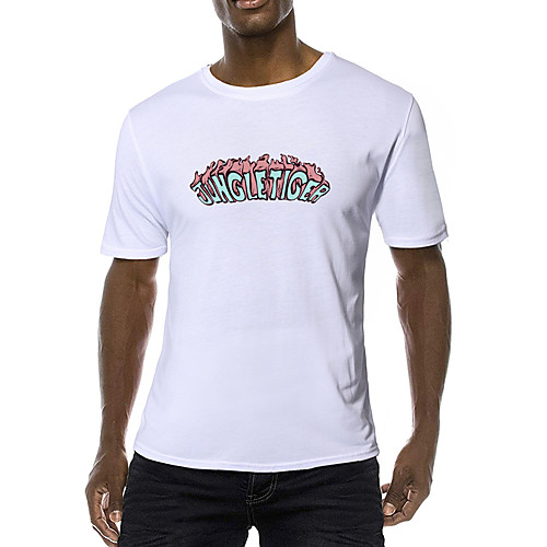 

Men's Daily Sports Business / Basic T-shirt - Rainbow / Letter Black & White, Print Yellow