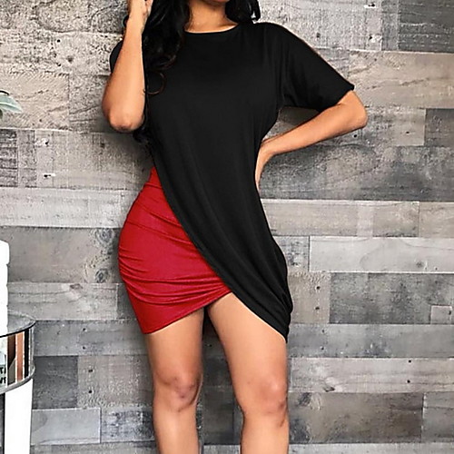 

Women's 2020 Purple Yellow Dress Casual Summer Bodycon Shift Color Block S M