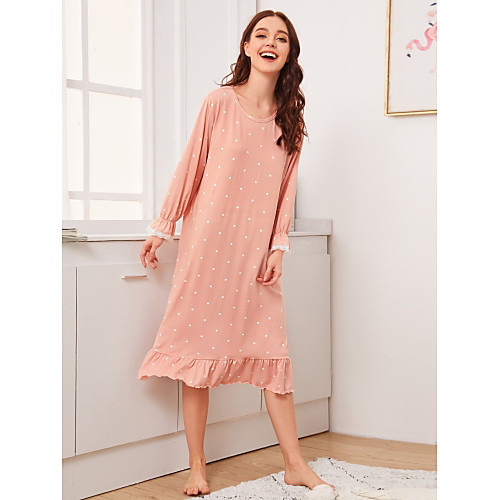 

Women's Round Neck Loungewear Pajamas Polka Dot / Floral