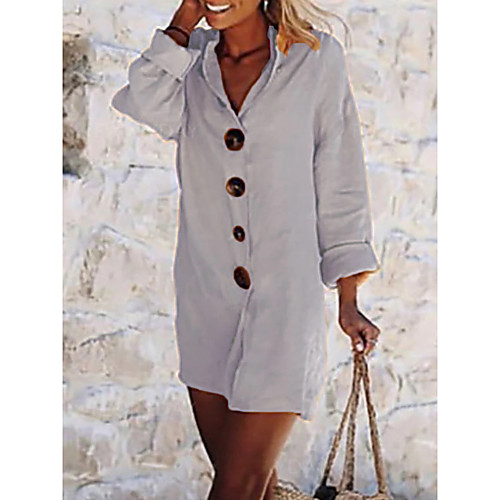 

Women's White Dress A Line Solid Color S M