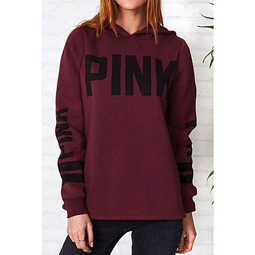 

Women's Basic Hoodie - Solid Colored / Letter Wine S
