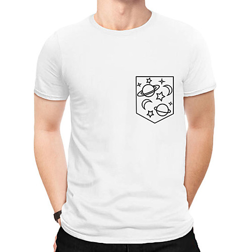 

Men's Daily Sports Business / Basic T-shirt - Galaxy / Solid Colored Black & White, Print Red
