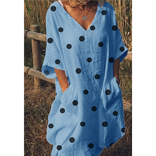 

Women's Yellow Red Dress Shift Polka Dot S M