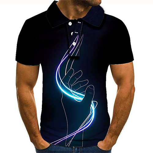 

Men's Daily Going out Street chic / Exaggerated Polo - Color Block / 3D / Graphic Rainbow