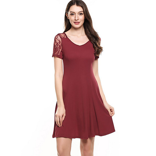 

Women's Wine White Dress A Line Solid Color S M