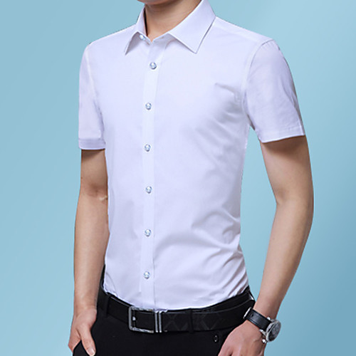 

Men's Daily Work Business / Basic Shirt - Solid Colored Wine
