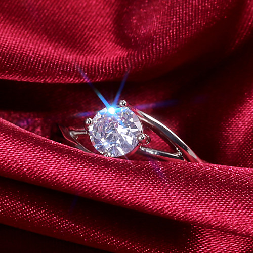 

Women's Ring Belle Ring AAA Cubic Zirconia 1pc White Copper Silver-Plated Irregular Statement Luxury Party Evening Gift Jewelry Geometrical Wearable