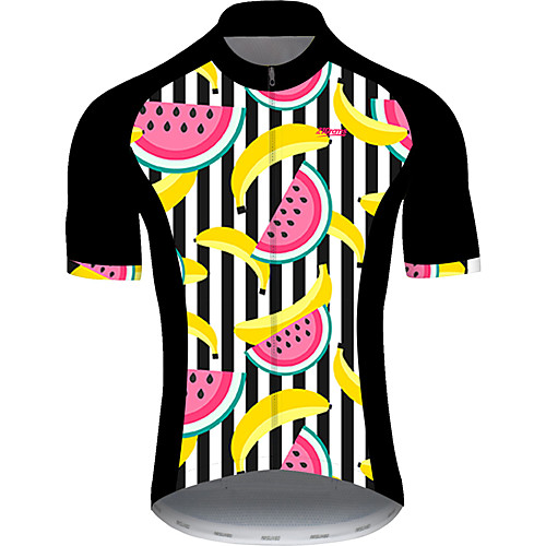 

21Grams Men's Short Sleeve Cycling Jersey Black / Red Fruit Banana Bike Jersey Top Mountain Bike MTB Road Bike Cycling UV Resistant Breathable Quick Dry Sports Clothing Apparel / Stretchy / Race Fit