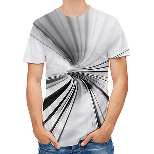 

Men's Daily Club Rock / Street chic T-shirt - 3D / Abstract / Visual Deception Print White