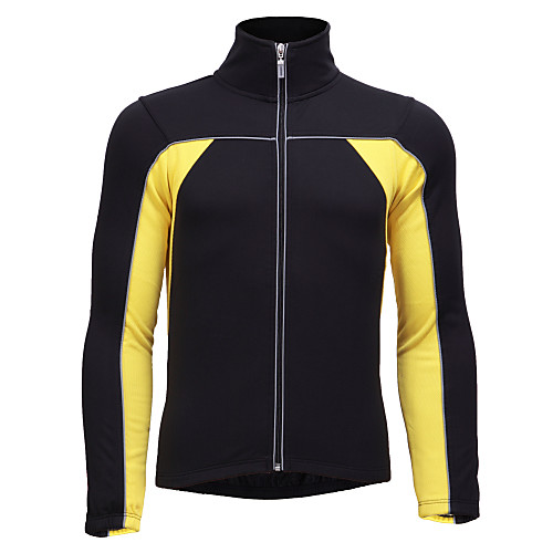 

Jaggad Men's Long Sleeve Cycling Jersey Nylon Elastic Yellow Patchwork Bike Jersey Top Mountain Bike MTB Road Bike Cycling Breathable Quick Dry Sweat-wicking Sports Clothing Apparel / Stretchy