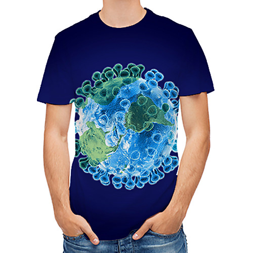 

Men's Daily Club Rock / Street chic T-shirt - Color Block / 3D / Abstract Print Navy Blue