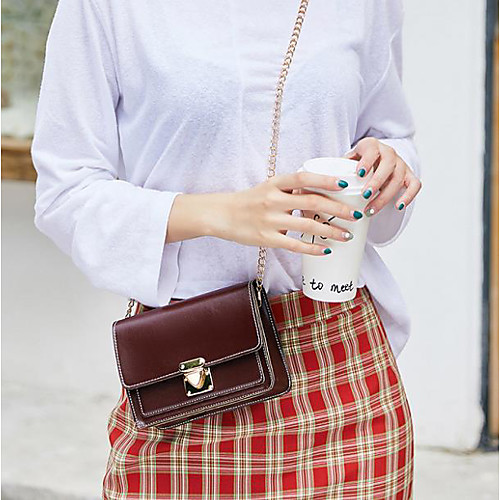 

Women's Zipper PU Crossbody Bag Solid Color Dark Brown / Wine / Yellow