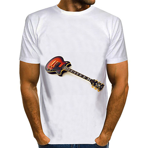 

Men's Plus Size 3D Solid Colored Print T-shirt Basic Street chic Daily Going out Round Neck White / Short Sleeve