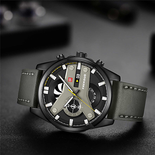 

Men's Dress Watch Japanese Quartz Genuine Leather 30 m Water Resistant / Waterproof Calendar / date / day Chronograph Analog Fashion Cool - RedSilver Black / Yellow RedGray One Year Battery Life