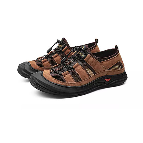 

Men's Mesh / PU Spring & Summer Casual Sandals Non-slipping Brown / Black / Gray