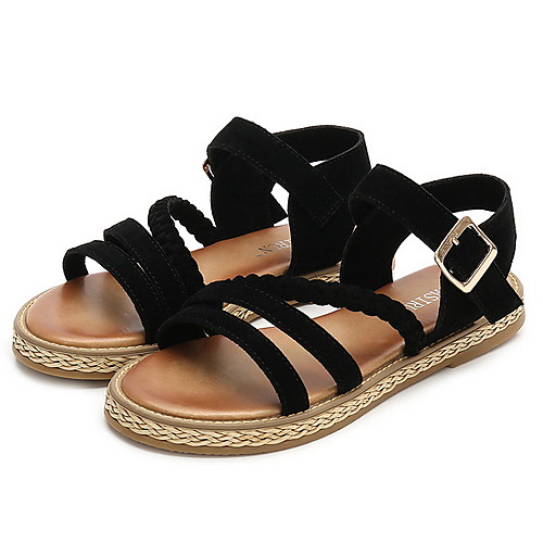 

Women's Sandals Flat Sandal Spring & Summer Flat Heel Round Toe Daily PU Almond / Black / Brown