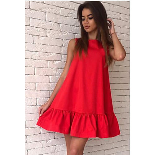 

Women's Blushing Pink Red Dress Shift Solid Color S M