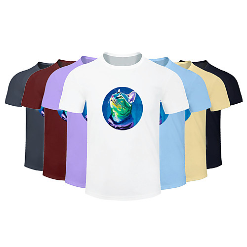 

Men's Women's Cotton Running T-Shirt Workout Shirt Round Neck Running Active Training Jogging Breathable Quick Dry Moisture Wicking Sportswear Cat Plus Size Tee / T-shirt Top Short Sleeve Activewear